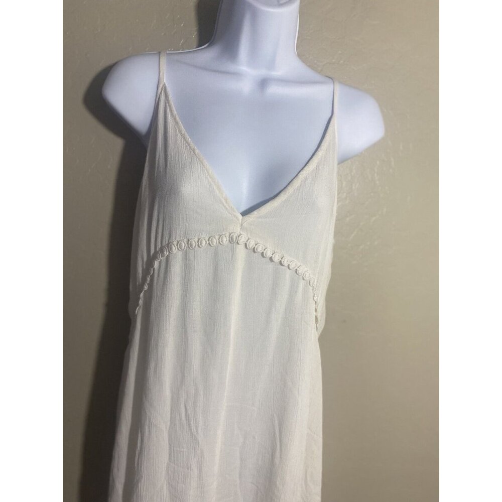 Lover and Friends Dress White Gauzy Boho Midi Spaghetti Strap Large NWT